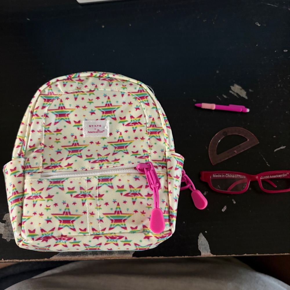 STATE x American Girl Star Print Mini Doll Backpack and Red Glasses
